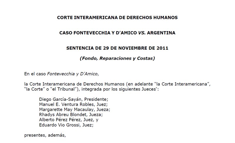 El CIJ publica la sentencia de la Corte Interamericana de Derechos Humanos en el caso Fontevecchia y D'Amico