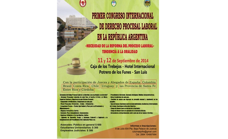 Se realizar el primer Congreso Internacional de Derecho Procesal Laboral