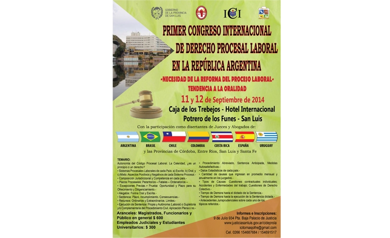 Se llevar a cabo en septiembre el Primer Congreso Internacional de Derecho Procesal Laboral