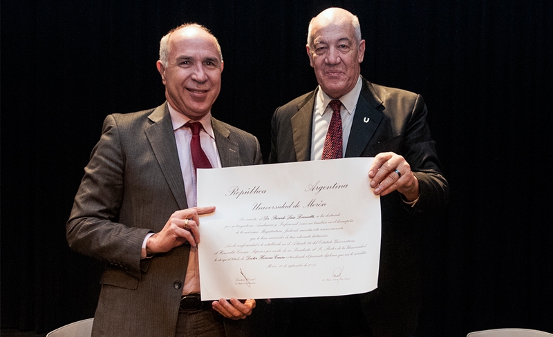 Lorenzetti fue distinguido por la Universidad de Morón con el título de Doctor Honoris Causa